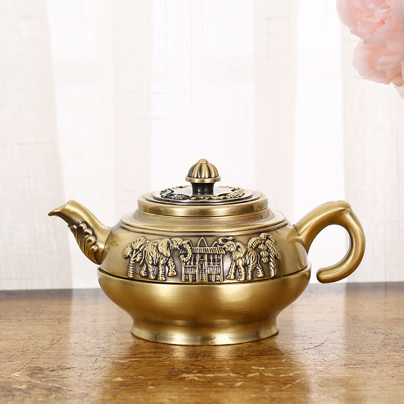新款铜壶铜杯青铜大象茶具茶壶茶杯托盘套装商务礼品工艺品摆件青铜色