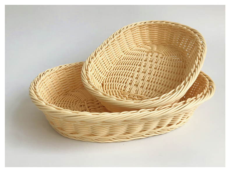 椭圆形藤盘水果篮子仿藤编织家用客厅特色果盘干果篮椭圆形藤编面包筐