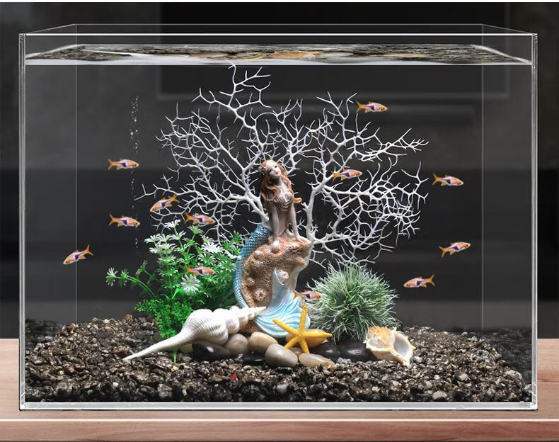 2022新款美人鱼造景摆件鱼造景摆件鱼缸装饰水草树脂家居客厅水族仿真