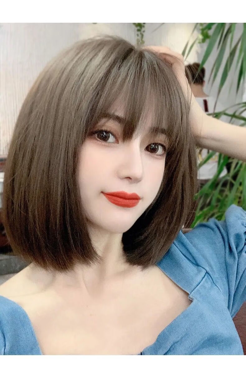 假发女短发bobo波波头学生圆脸全头套逼真修脸整顶网红锁骨假发套