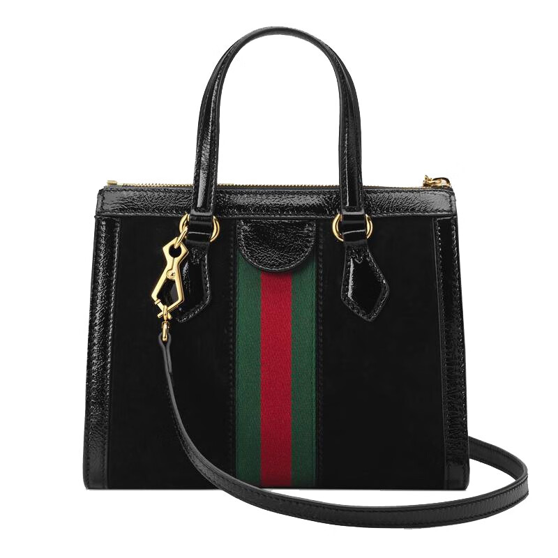 cucci古驰女包ophidia小号单肩包红绿条纹手提包托特包七夕礼物黑色