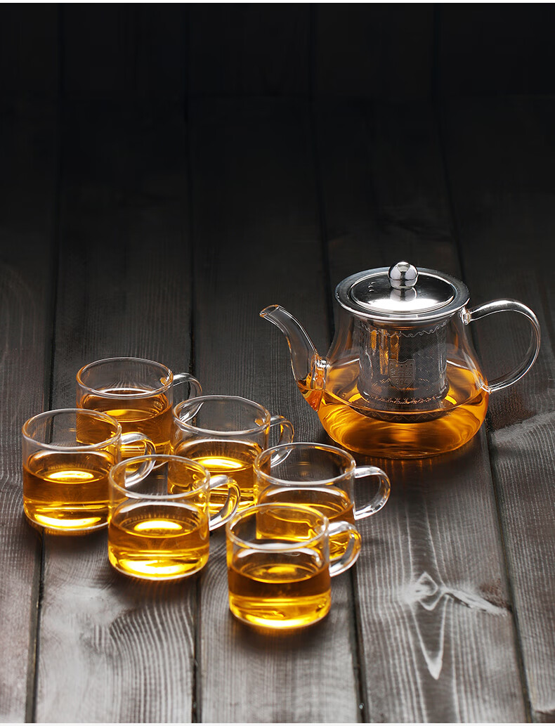 宏虎加厚玻璃泡茶壶滤冲茶器泡茶杯办公室功夫茶具套装小花茶壶ta87