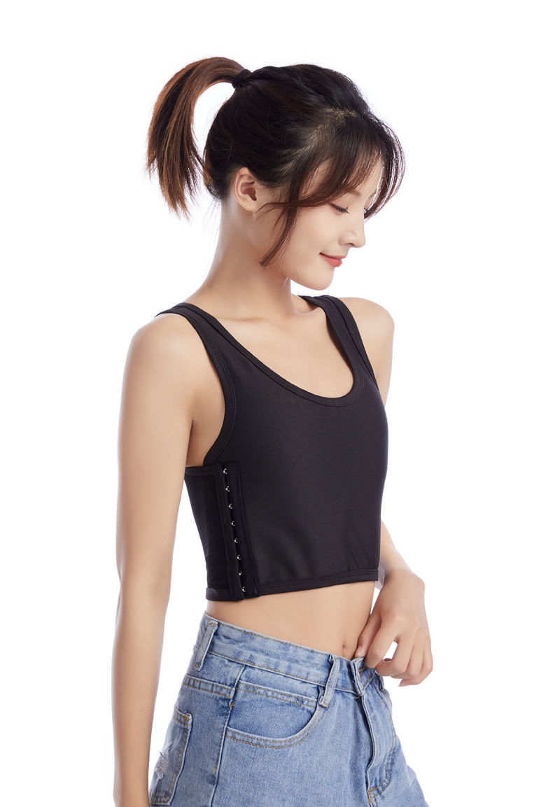 瘦身衣女收复肚子les帅t束胸内衣短款夏薄拉链束胸衣运动学生塑胸裹胸