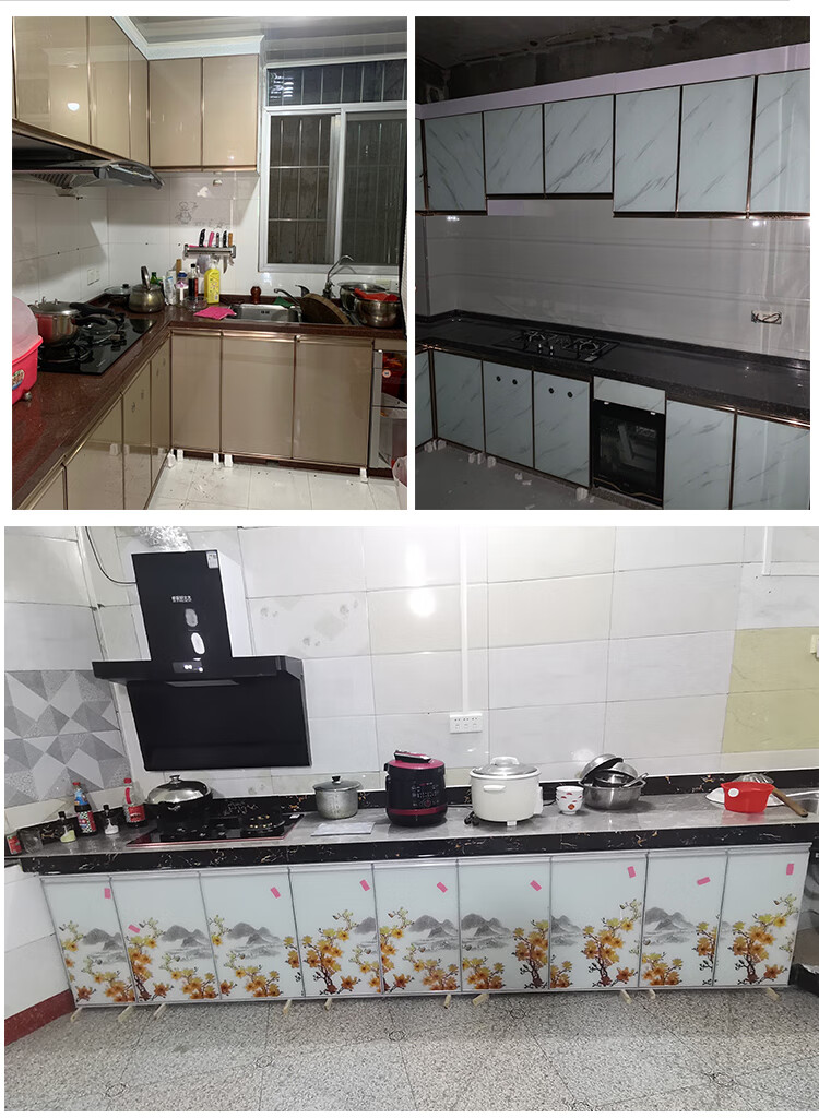 厨房橱柜门定制钢化玻璃整体灶台门订制门板带框橱柜门自装晶钢门电泳
