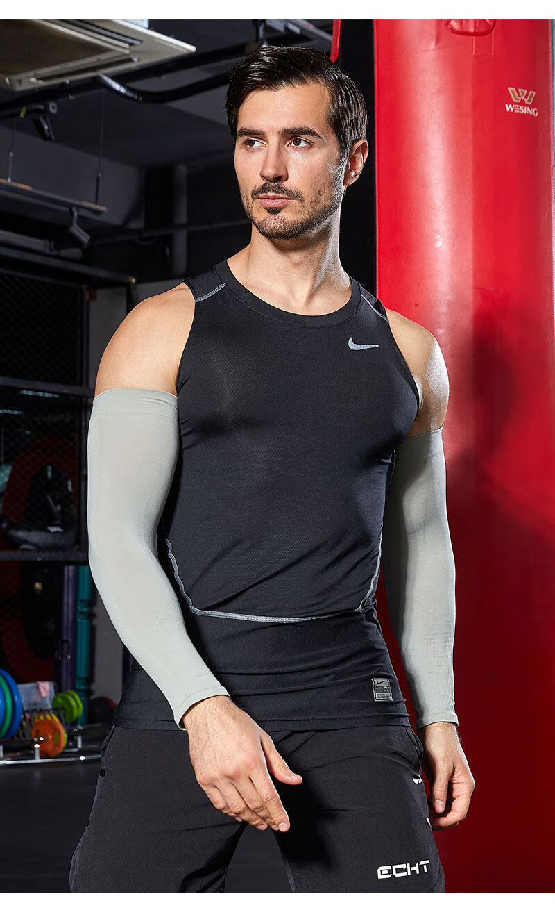 畅印 夏季冰丝防晒袖套冰爽男士冰袖男士纯色大码宽松加长男款防晒