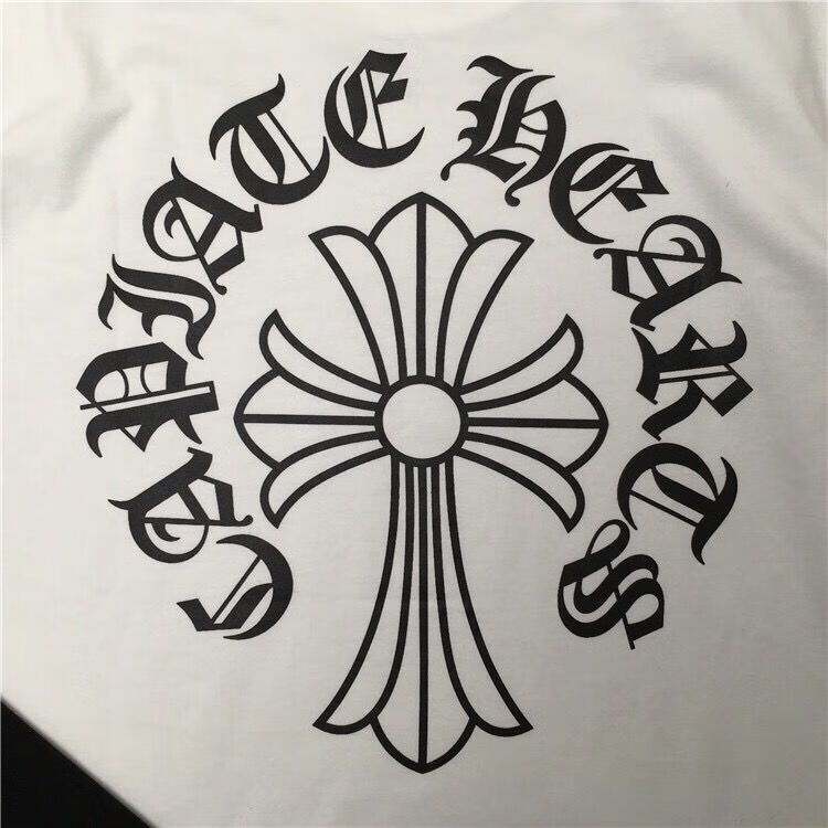 轻奢品质潮牌特价捡漏夏季潮牌新款克罗心ch梵文哥特字母十字架印花