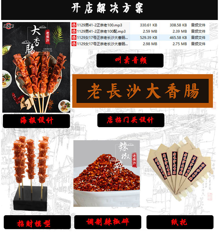 上海可发老长沙开花大香肠125g猪肉烤肠一包8根装辣椒碎