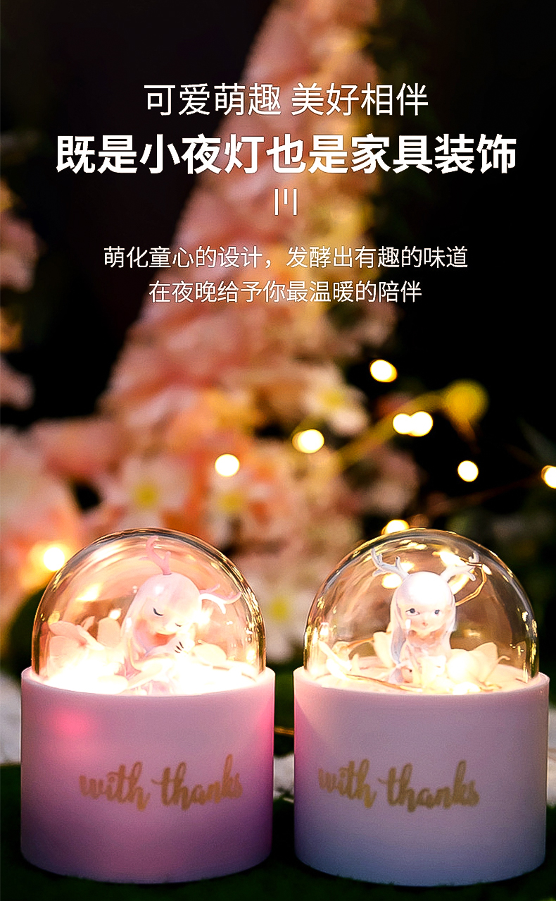 新年礼物⒎幸运盲盒摆件礼物网红新款女孩公仔玩具套许愿精灵盲盒带灯