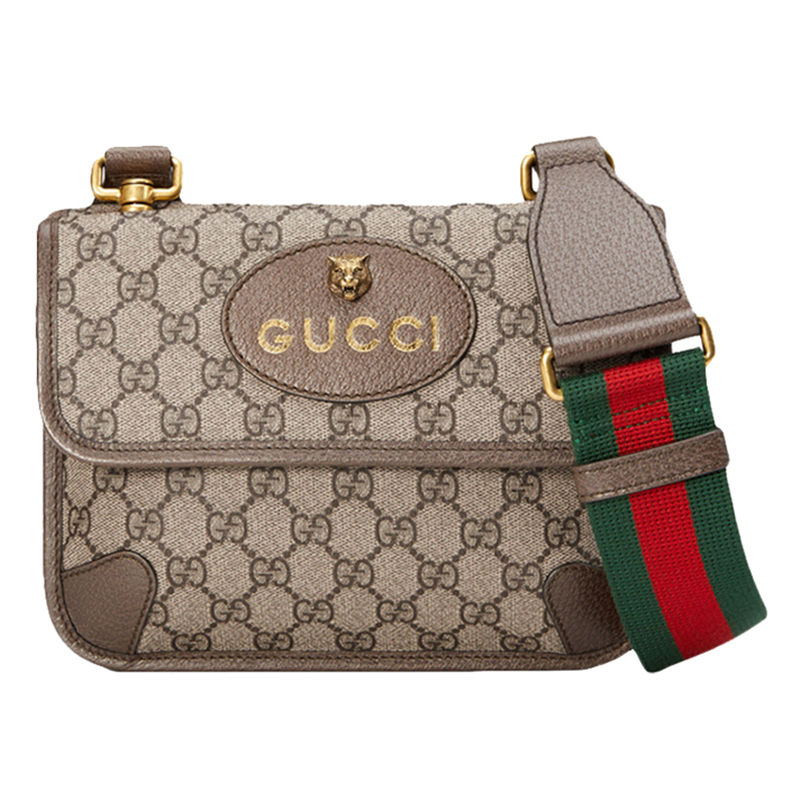 【肖战同款】gucci古驰男女包斜挎包单 金属虎头装饰 老花logo 条纹织