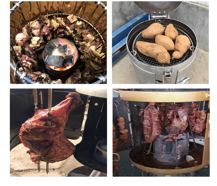 多功能煤气罐改吊炉烧烤炉户外家用闷炉三开门烤架无烟环保烤羊肉合禾