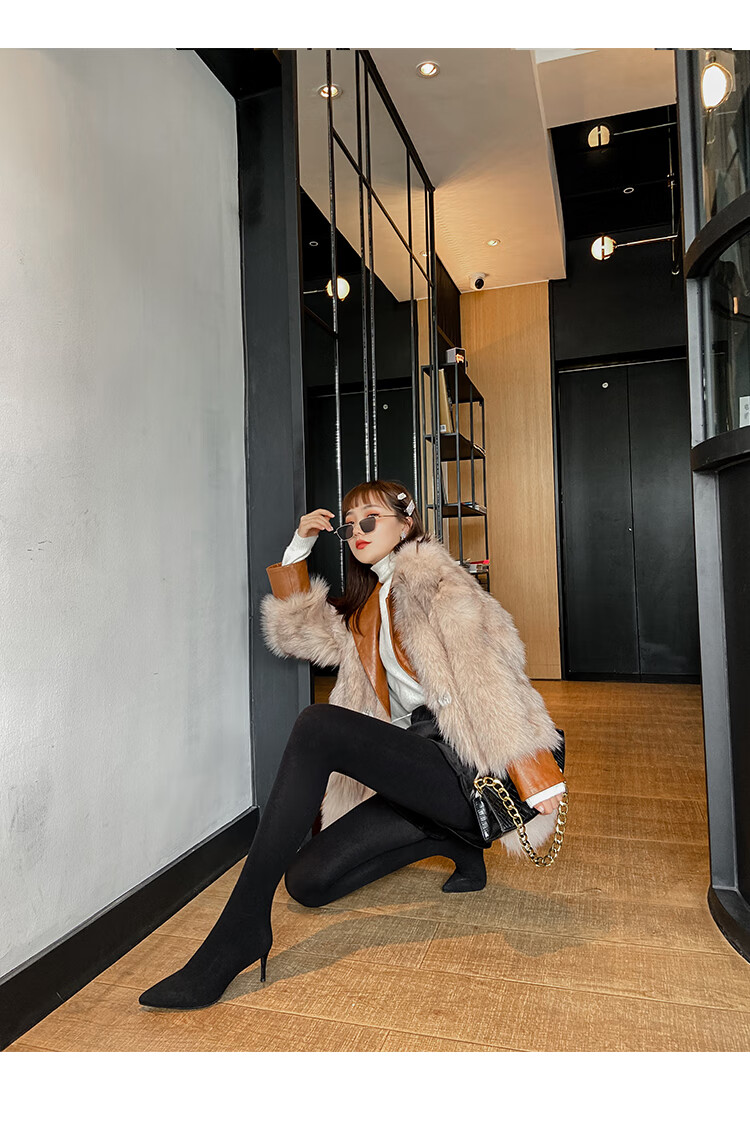 长靴女超长针织弹力连身一体踩脚裤袜靴子细跟高跟长筒丝袜靴酒红色34