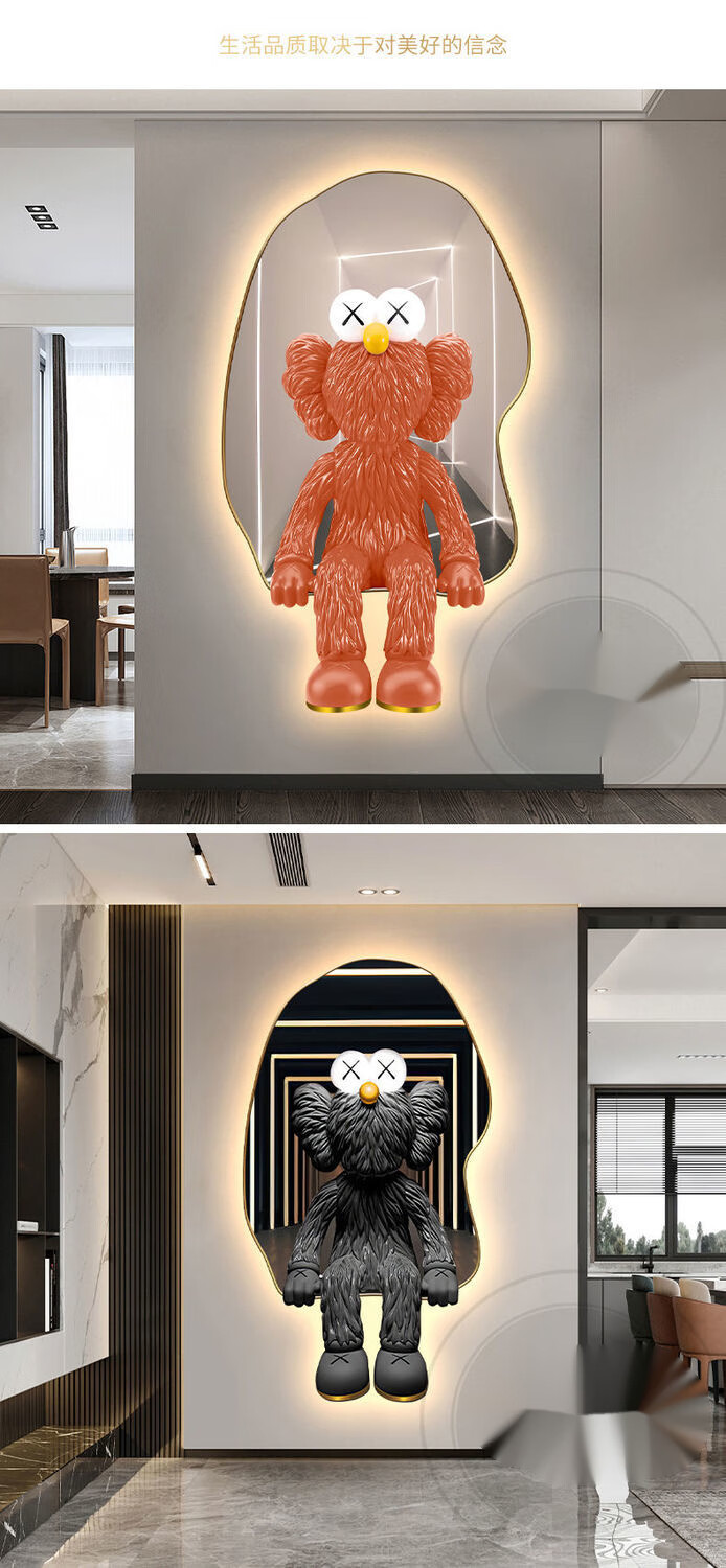 尔煦kaws暴力熊客厅背景墙面装饰画led灯画发光玄关挂画走廊过道壁画