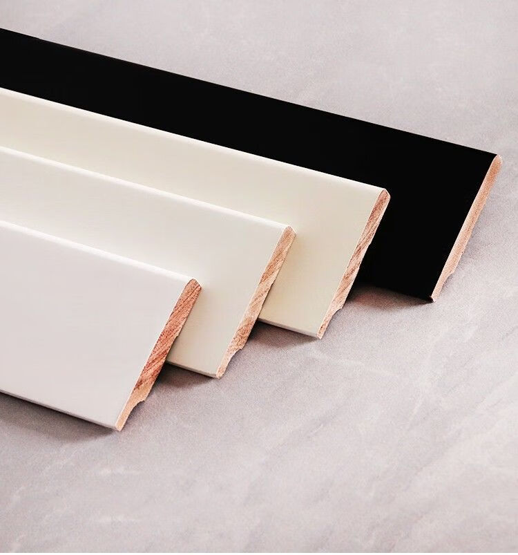实木烤漆踢脚线简约现代白色地脚线平板木质墙角线自粘家用地板线平板