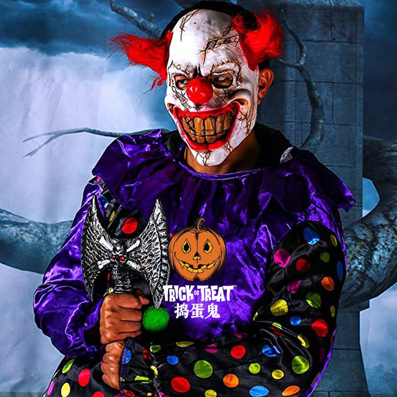 joker黑暗骑士希斯莱杰小丑回魂面具头套恐怖cos服装套装万圣节 黑帽