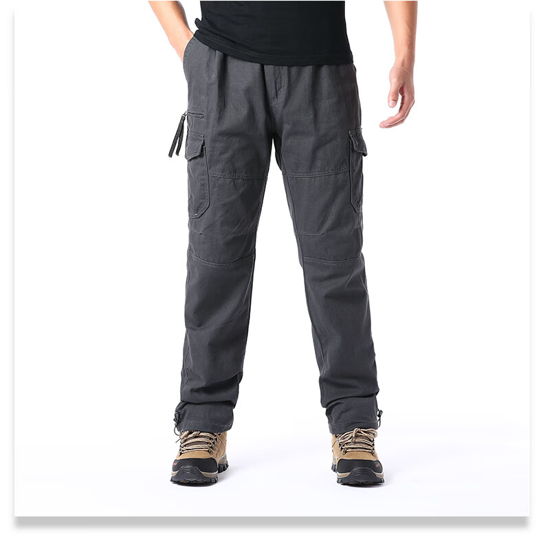 高质量 男裤休闲春秋厚款户外多口袋工装裤男士宽松直筒棉耐磨劳工