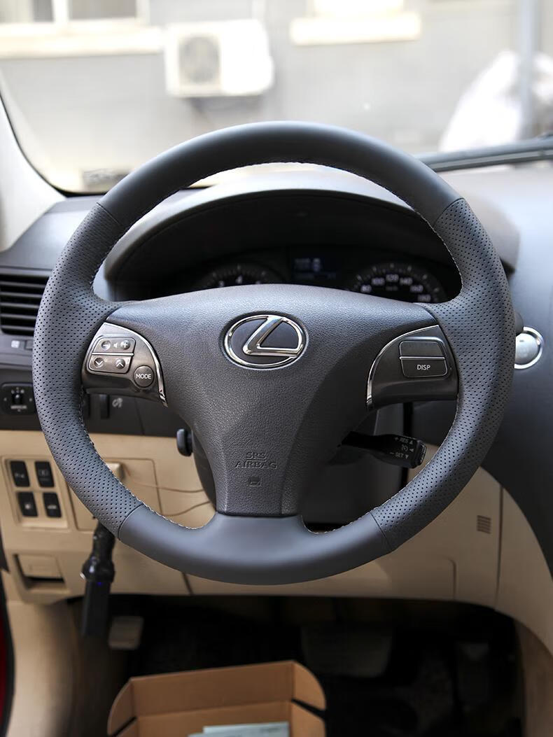 雷克萨斯es350老款es240方向盘套真皮手缝全包专用es黑色带孔黑线