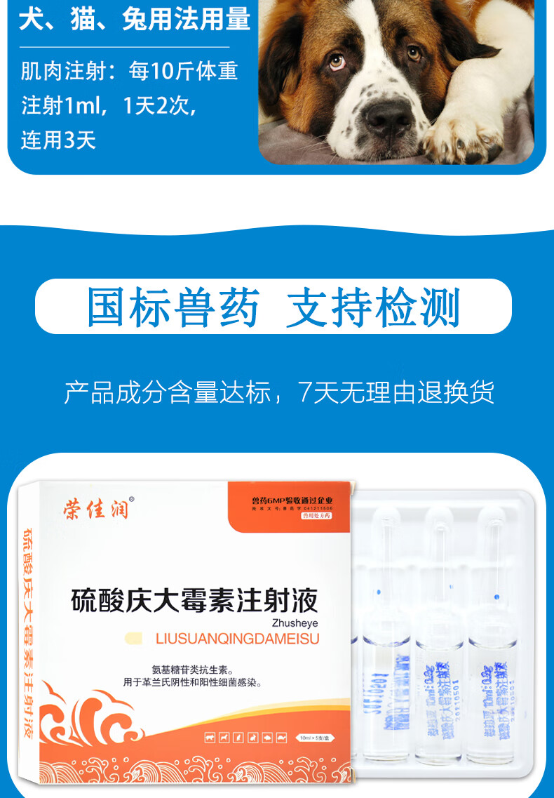 庆大霉素注射用液庆大霉素兽用庆大霉素针剂牛羊猪用肠炎拉稀腹泻1盒