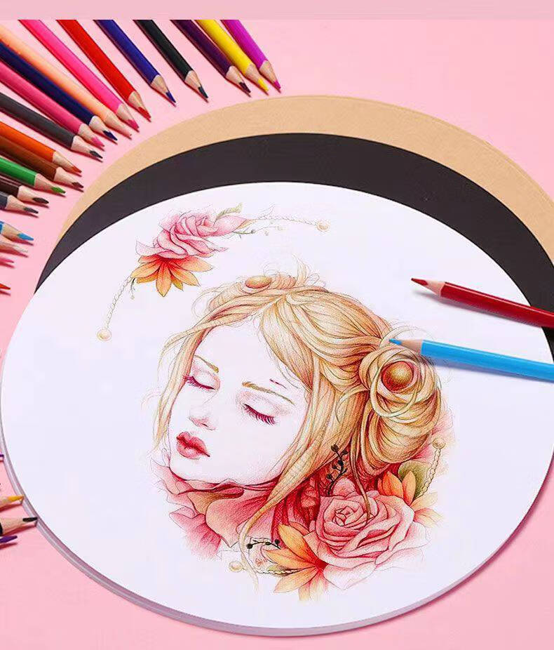 绘画白色圆卡纸加厚硬黑卡纸绘画素描圆纸彩铅手绘 180克圆形卡纸柠黄