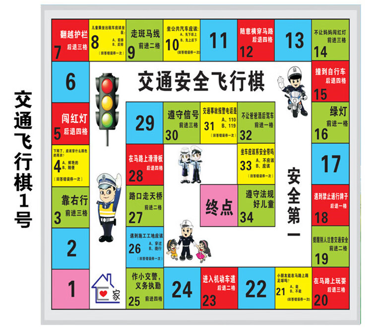 定制飞行棋垃圾分类环保大富翁交通安全游戏活动道具2米2米配骰子1个