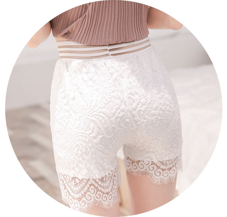蕾丝安全裤女防走光夏季学生外穿大号三分保险裤胖mm高腰打底短裤2条