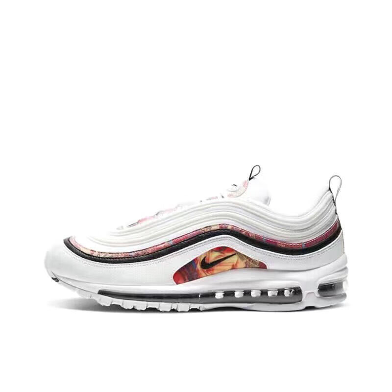 airmax97运动鞋灯芯绒全掌气垫鞋笑脸男女鞋反光跑步运动鞋白炫彩36