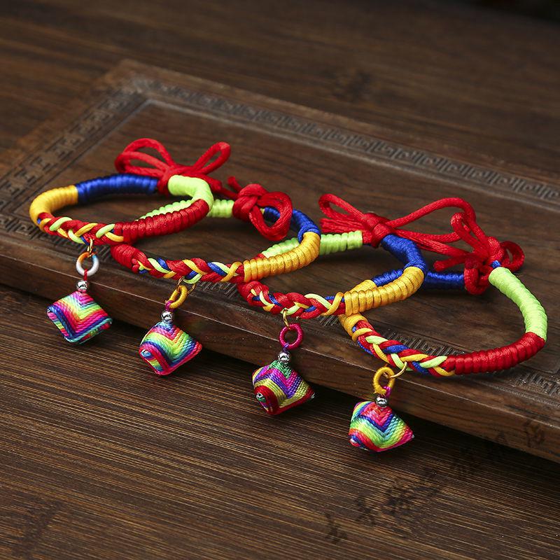 去寻端午节五彩绳粽子手链手工编织绳儿童节礼物祈福刺绣虎头粽子香包