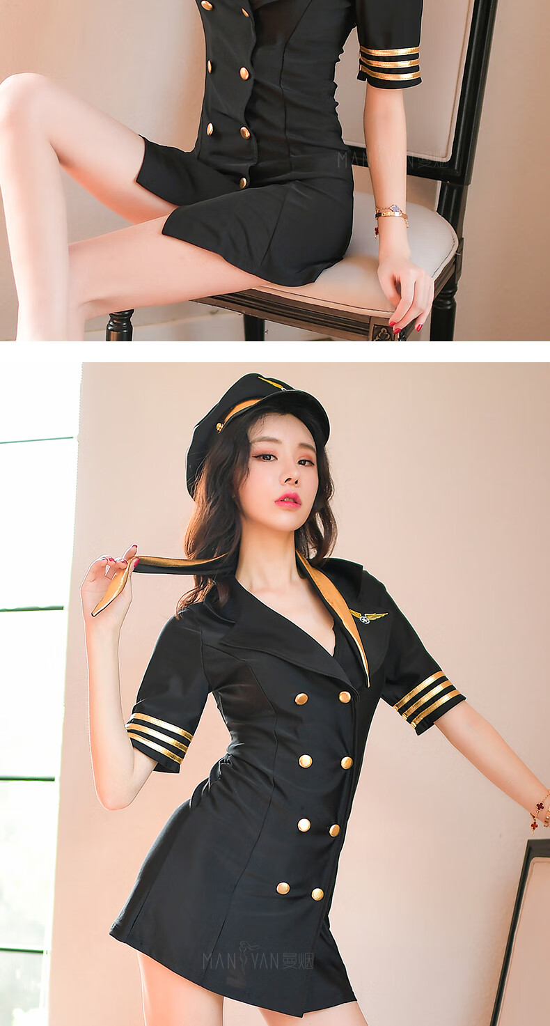 女性感睡衣紧身包臀空姐制服诱惑激情睡裙套装2088花艺迷宫白