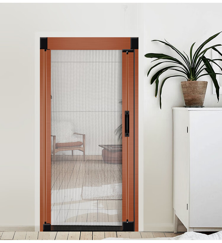 无轨隐形纱门推拉式防蚊门折叠推门隐形家用伸缩沙门铝合金入户门白色