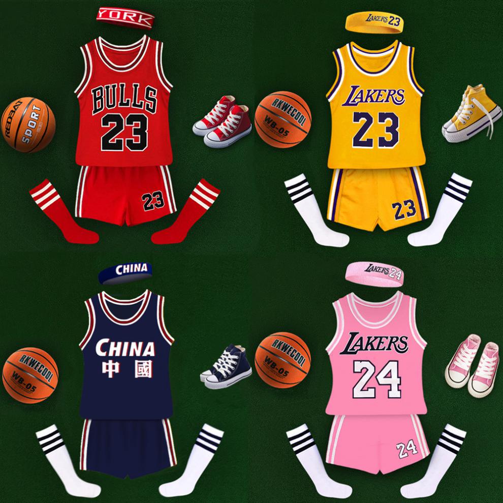 儿童篮球服女童 运动服儿童篮球服套装男童纯棉24号运动球衣女童秋冬