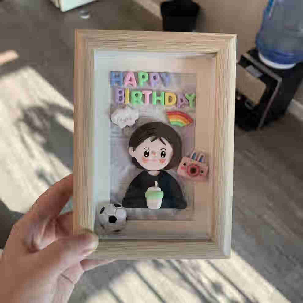 粘土软陶画框 定制粘土画框定制软陶黏土人偶相框立体人物创意情侣