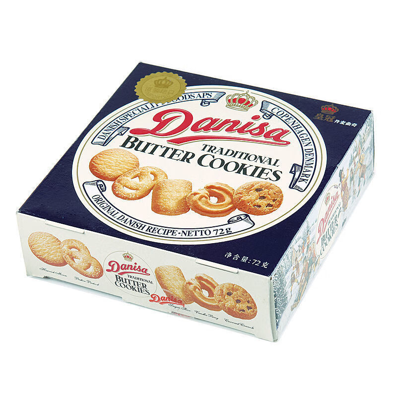 皇冠丹麦曲奇饼干礼盒装72g1盒进口春节送礼年货节休闲零食皇冠163g1