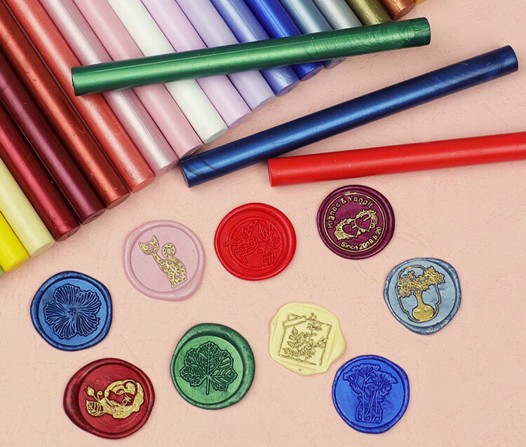 圆形火漆蜡棒复古火漆印章专用封蜡信封封口火漆蜡条80色香槟金