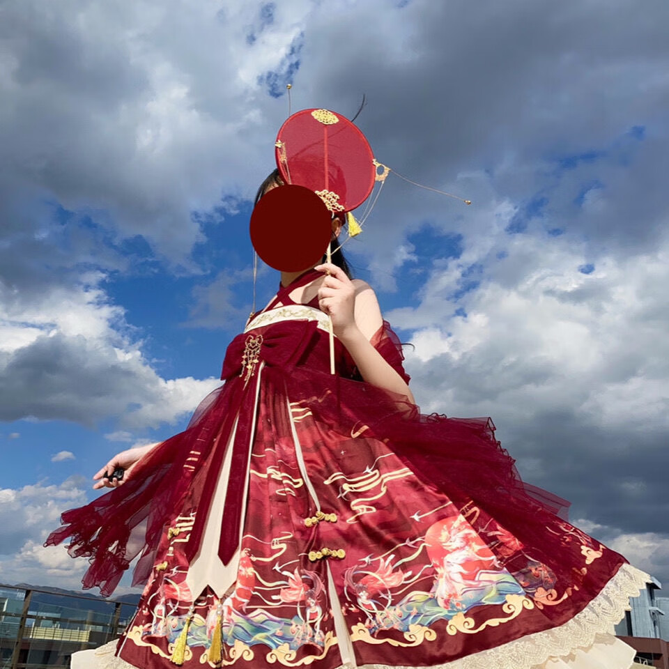 太炎兽lolita中华风jsk吊带连衣裙独角兽之翼国风洛丽塔全款现货 酒