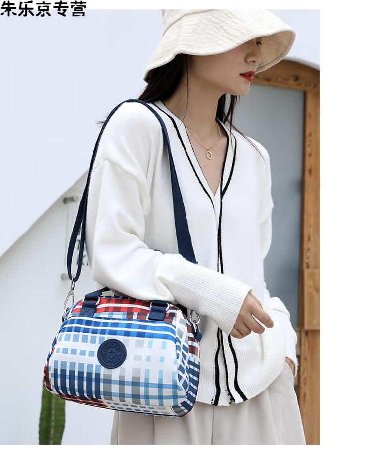 女式手提布包牛津布时尚大容量单肩包防水帆布多口袋休闲斜挎女包黑色