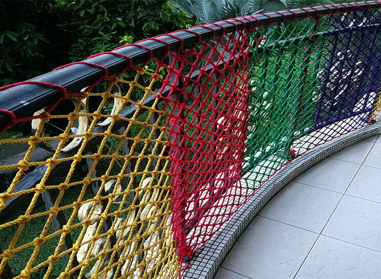 soumiety阳台防护网安尼龙绳网儿童安防护网阳台楼梯防坠网幼儿园彩色