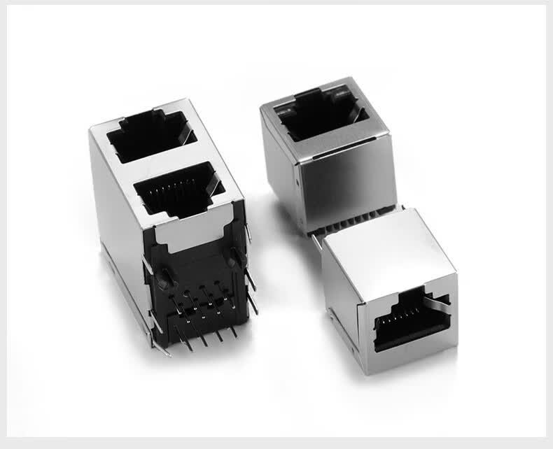 rj45网络插座网线网口接口水晶头座母座8p8c立式带屏蔽铜壳定制8p带