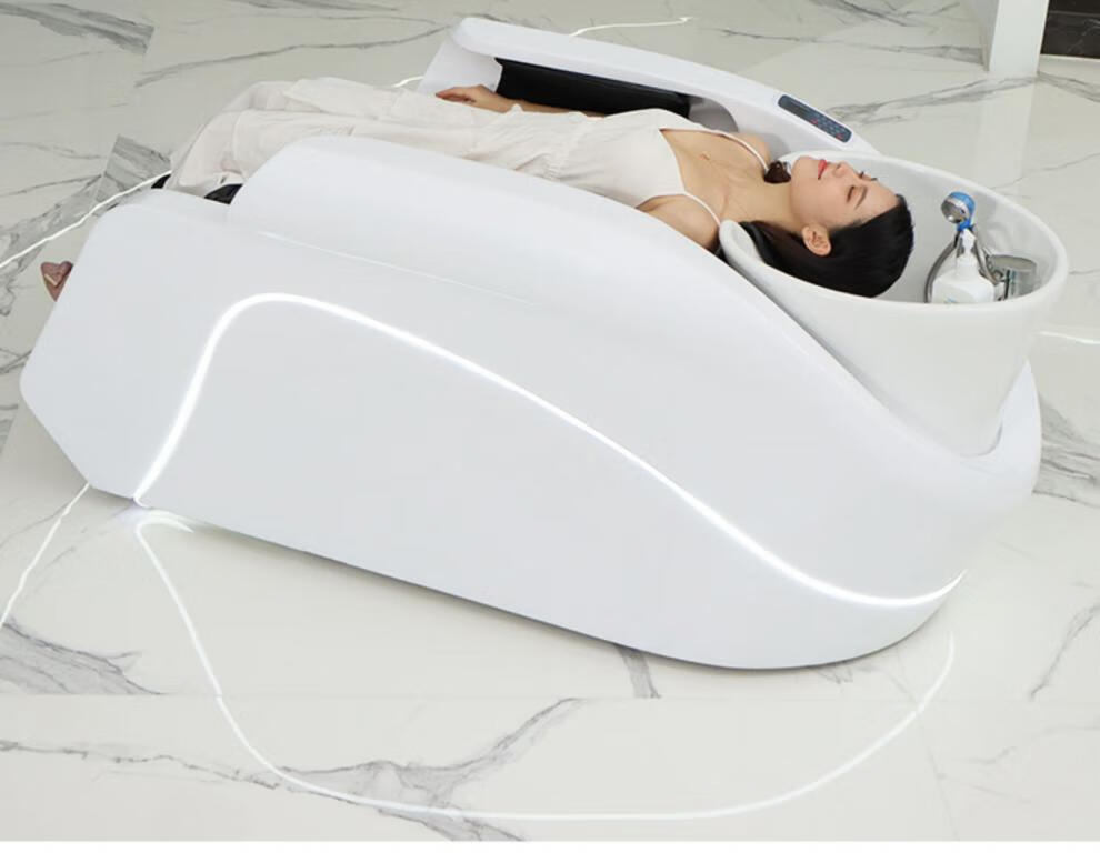 全自动按摩洗头床自动电动智能按摩洗头床led灯陶瓷盆泰式理发店冲水