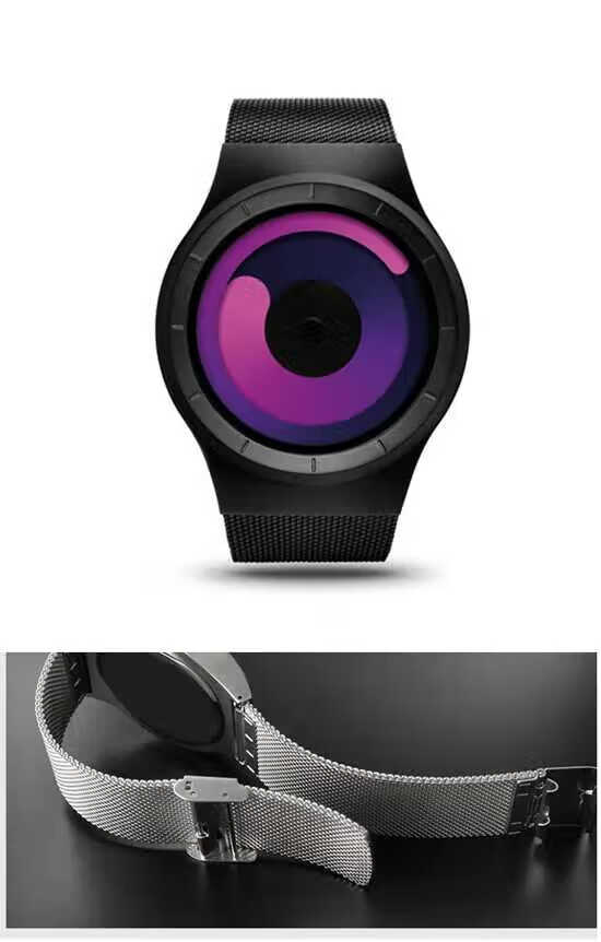 法国进口绅士腕表虫洞概念漩涡无指针手表炫酷简约男士学生防水个性