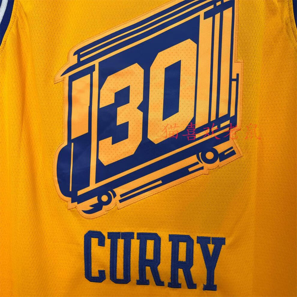 体育官方旗舰店同款勇士队 30号curry 库里 nba75周年 蓝色 刺绣球衣