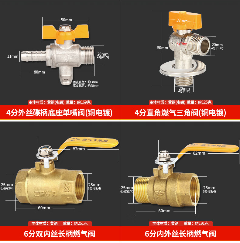 全銅加厚燃氣煤氣三通閥門活接燃氣閥天然氣熱水器一分二y型球閥4分