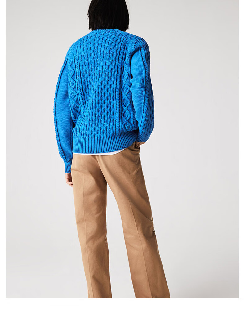 lacoste法国鳄鱼男装时尚休闲圆领保暖针织衫毛衣男ah7317 70v/白色