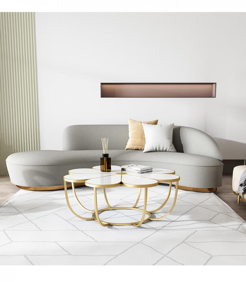 60北欧大理石茶几简约现代创意小户型轻奢花瓣茶几桌客厅家用花几