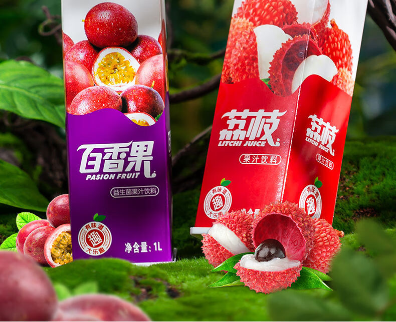 怡口健百香果益生菌饮料荔枝果汁饮料整箱大瓶餐饮宴席荔枝果汁1000ml