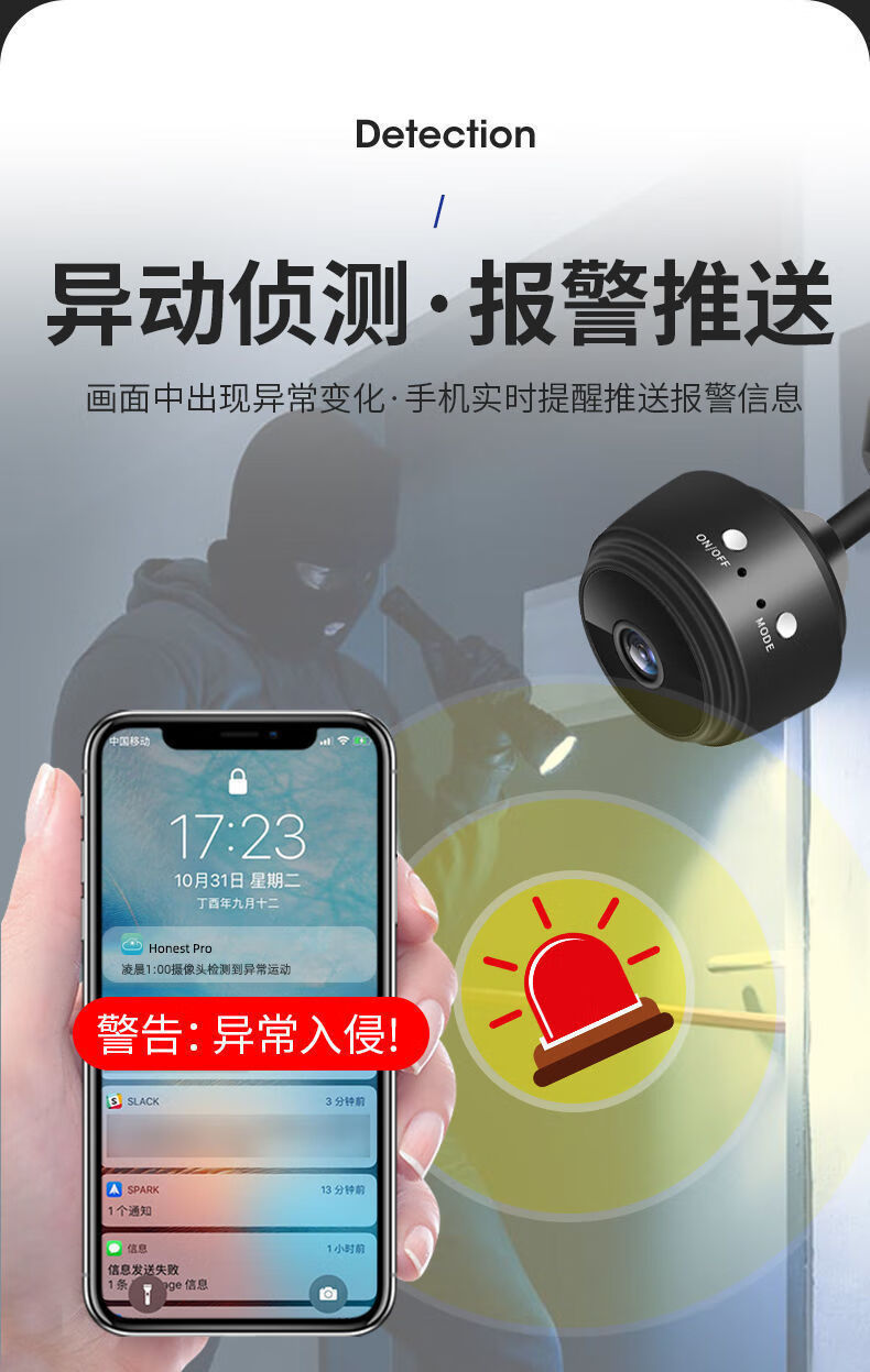 大脸猫车品隐藏微型拍摄器摄像头无线型监控器家用无网wifi连手机远程