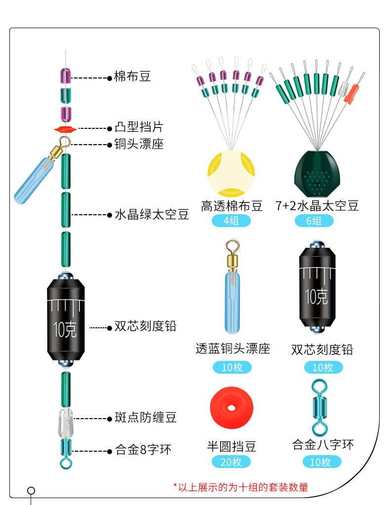 路滑钓组路亚专用太空豆套装全套组合远投矶竿矶钓滑漂线组配件大 路