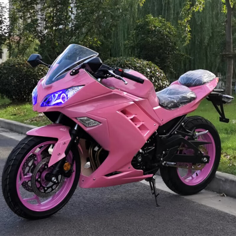小忍者摩托车双缸400cc水冷大排量跑车机车国四电喷abs版 粉色拼白
