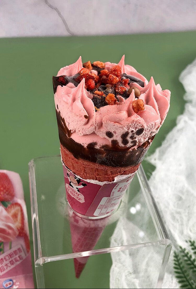 雀巢呈真花心筒冰淇淋甜筒草莓香草巧克力味雪糕3支装冷饮整箱批香草