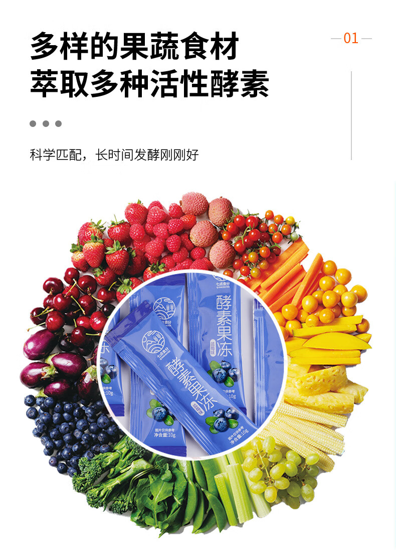益生元果蔬休闲零食散装蓝莓味果冻食品胶原蛋白 酵素果冻【蓝莓】3盒
