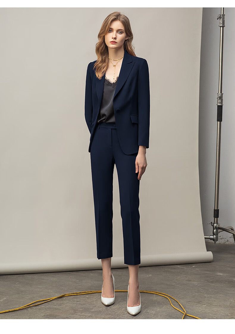 ad2022高端藏青色西装女士修身气质售楼部工作服春新款西服套装工作服