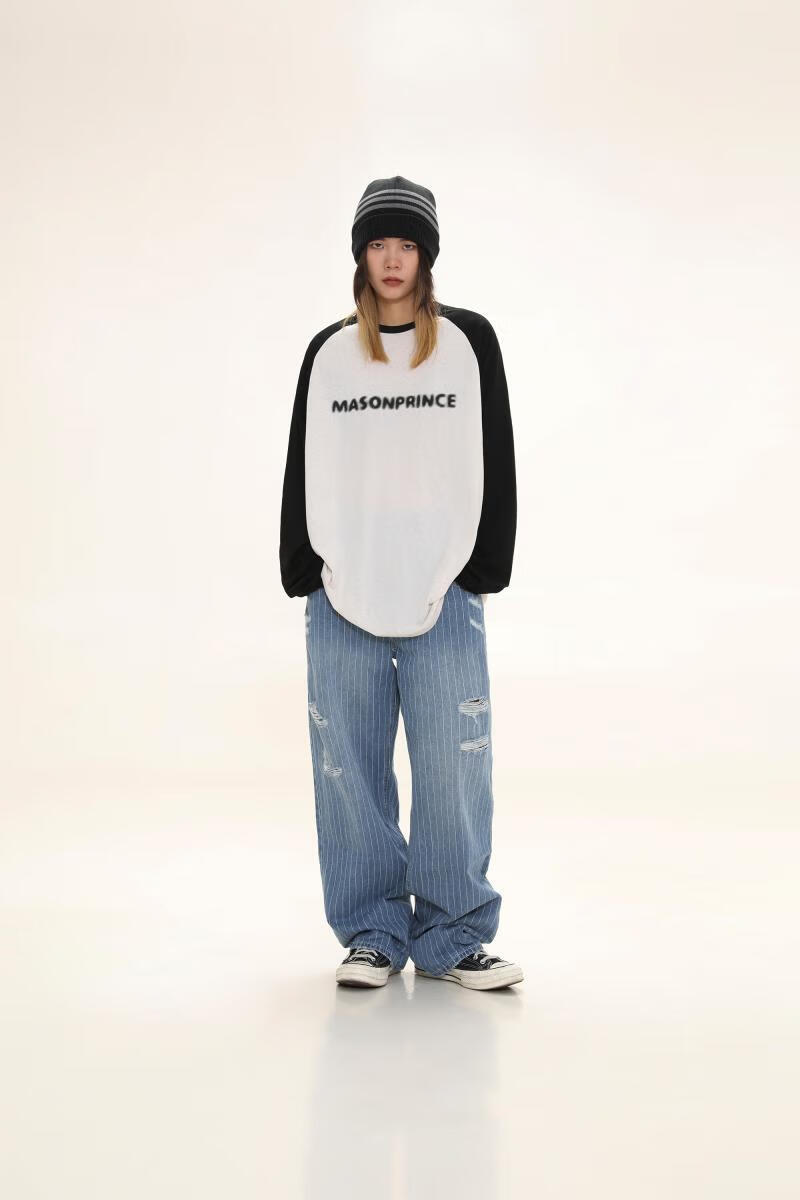 masonprince中国masonprince基础款撞色长袖t恤男士潮牌